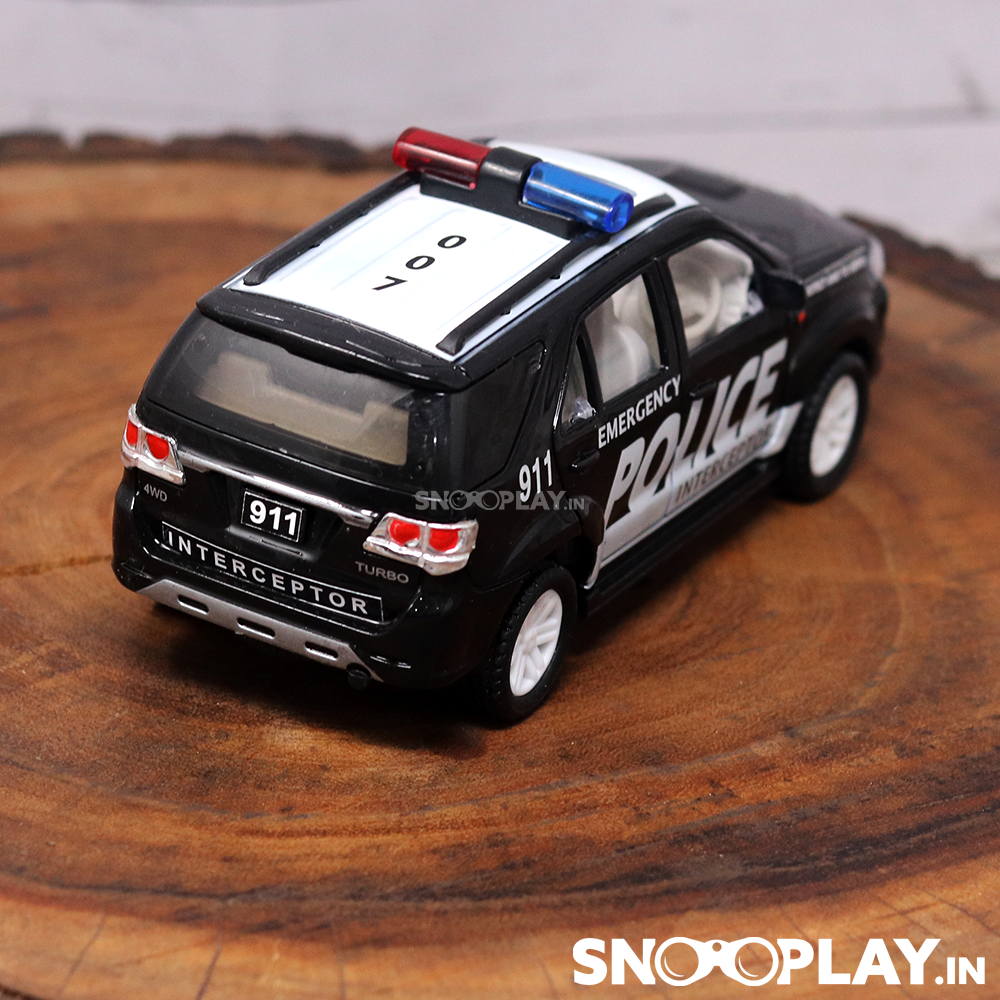 The top image of the police car toy suitable for both boys and girls and that teaches them about police, their work and role in society.