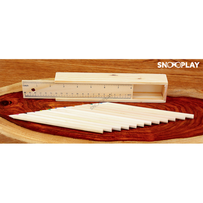 Wooden Pencil Box (12 Pieces) set best birthday return gift for kids buy online-Snooplay.in
