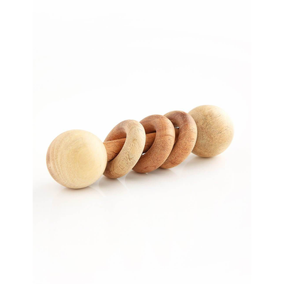 Dumbbell shaped Wooden rattle (comes with rings)