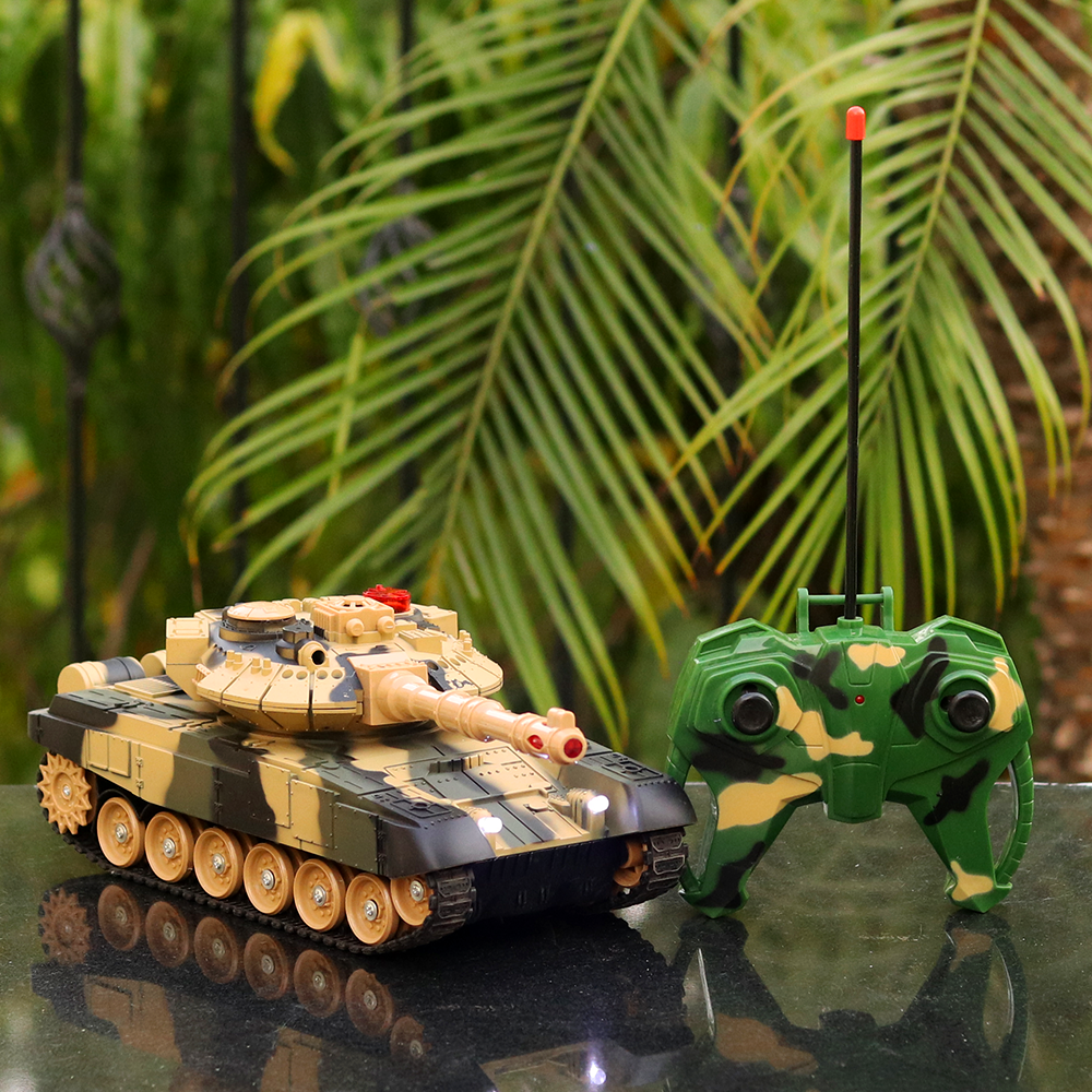 Remote Controlled Tank with Light Sound Tank Crawler Walking (5-10  Years) Assorted Colours