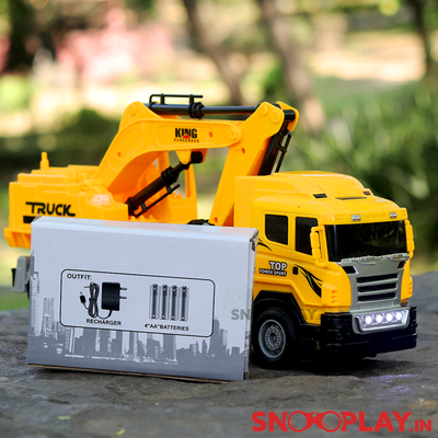 Remote Controlled Excavator (Battery Operated Toy Truck Crane) For Kids