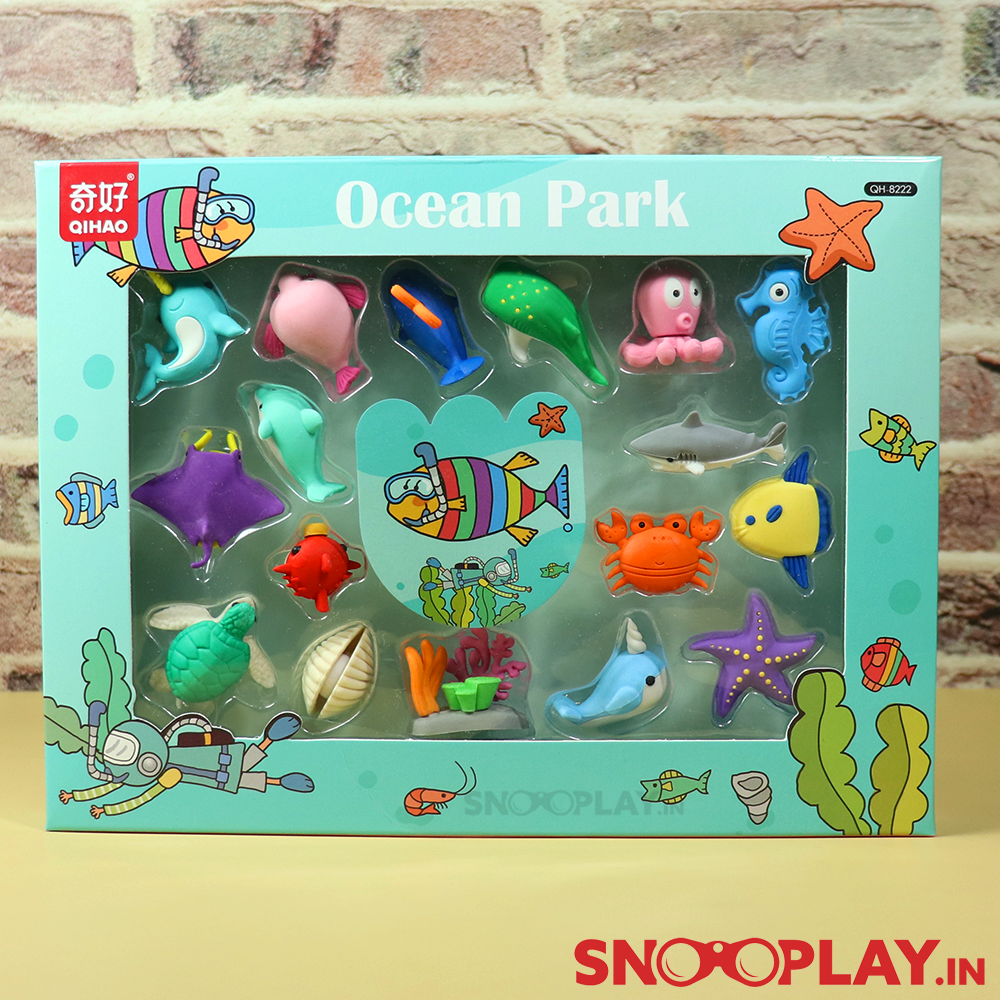 3D Sea Creatures Eraser Set (Set of 17 3D Erasers)