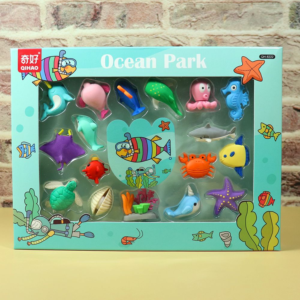 3D Sea Creatures Eraser Set (Set of 17 3D Erasers)