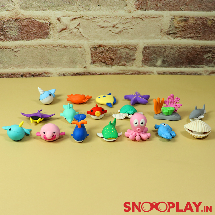 3D Sea Creatures Eraser Set (Set of 17 3D Erasers)