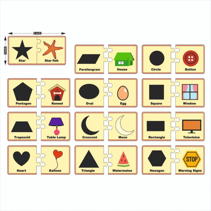 Wooden Shapes and Object Matching Puzzle for kids (24 Pieces)