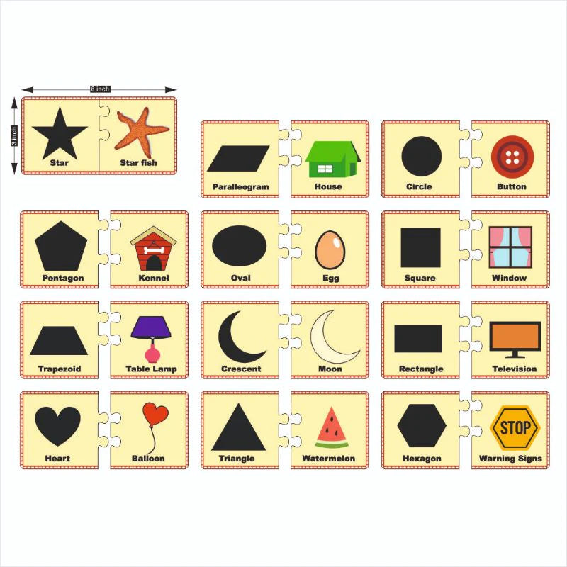 Wooden Shapes and Object Matching Puzzle for kids (24 Pieces)