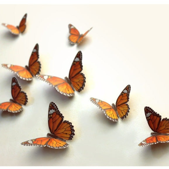 Paper Monarch Butterflies for Wall Decoration: Set of 24