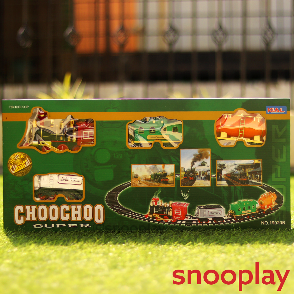 Buy Smoke Engine Toy Train with Light Sound Battery Operated 12 pieces on Snooplay Online India