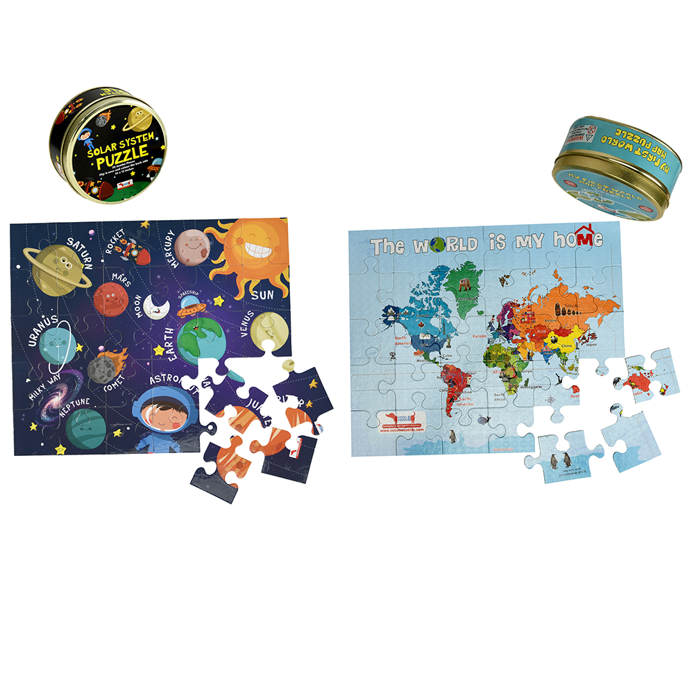 Jigsaw Puzzles Combo Pack- Solar System Puzzle & World Map Puzzle