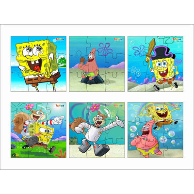 Wooden Jigsaw Puzzles Toy for Kids & Children, Sponge Bob 54 Pieces 6 in 1 Jigsaw Puzzles, Anime Cartoon Character