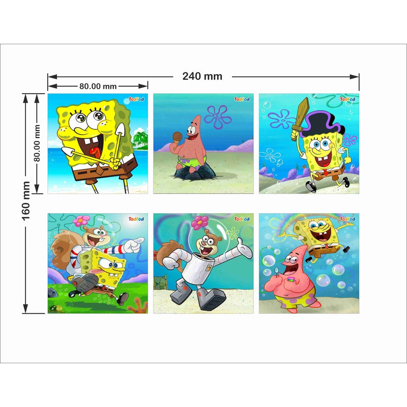 Wooden Jigsaw Puzzles Toy for Kids & Children, Sponge Bob 54 Pieces 6 in 1 Jigsaw Puzzles, Anime Cartoon Character