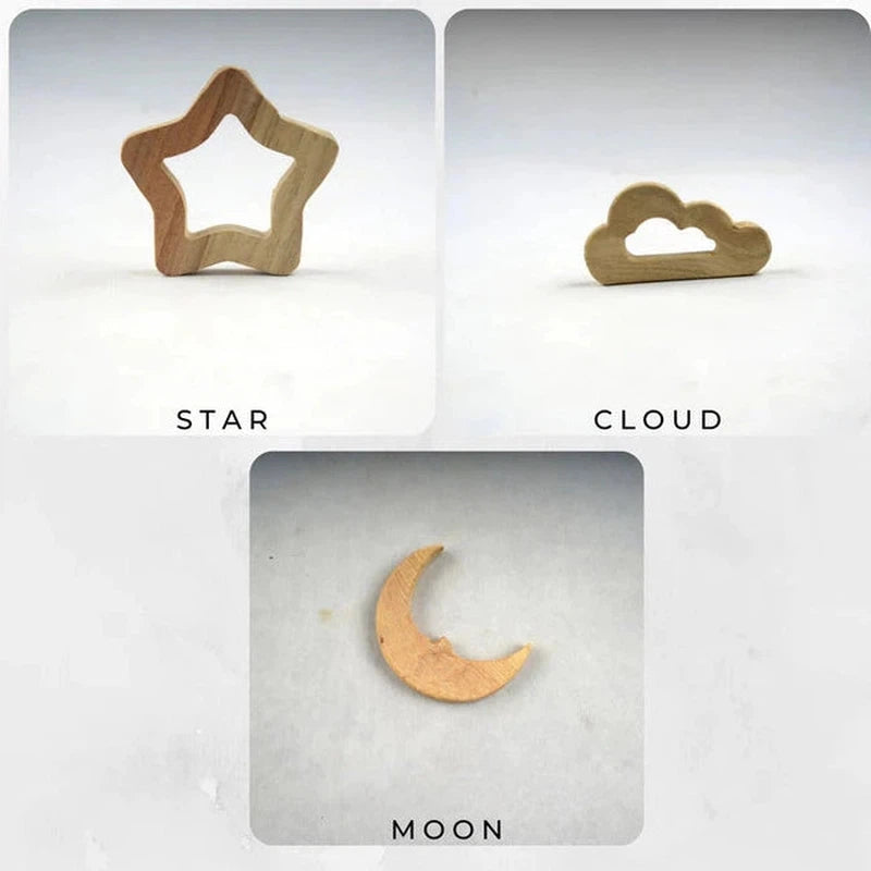 Neem Wood Teether - Star + Moon + Cloud