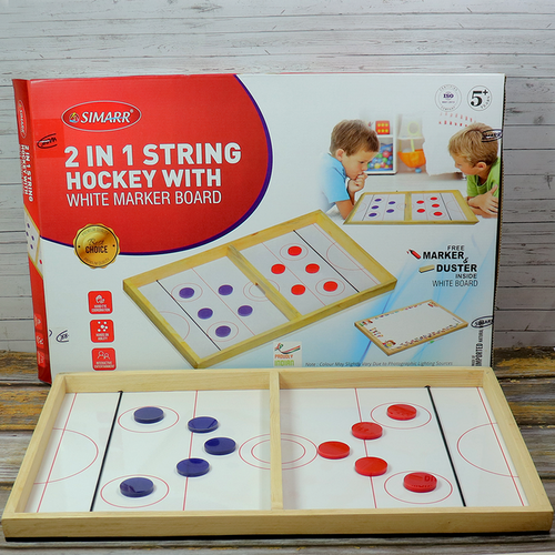 Simarr 2 in 1 String Hockey Set with 10 Coins, White Marker & Duster (5-10 Years)