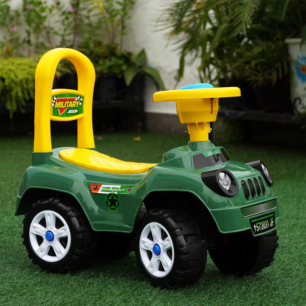 Ride on Military toy car for toddlers to strengthen their motor skills, improve coordination and enhance body balance.