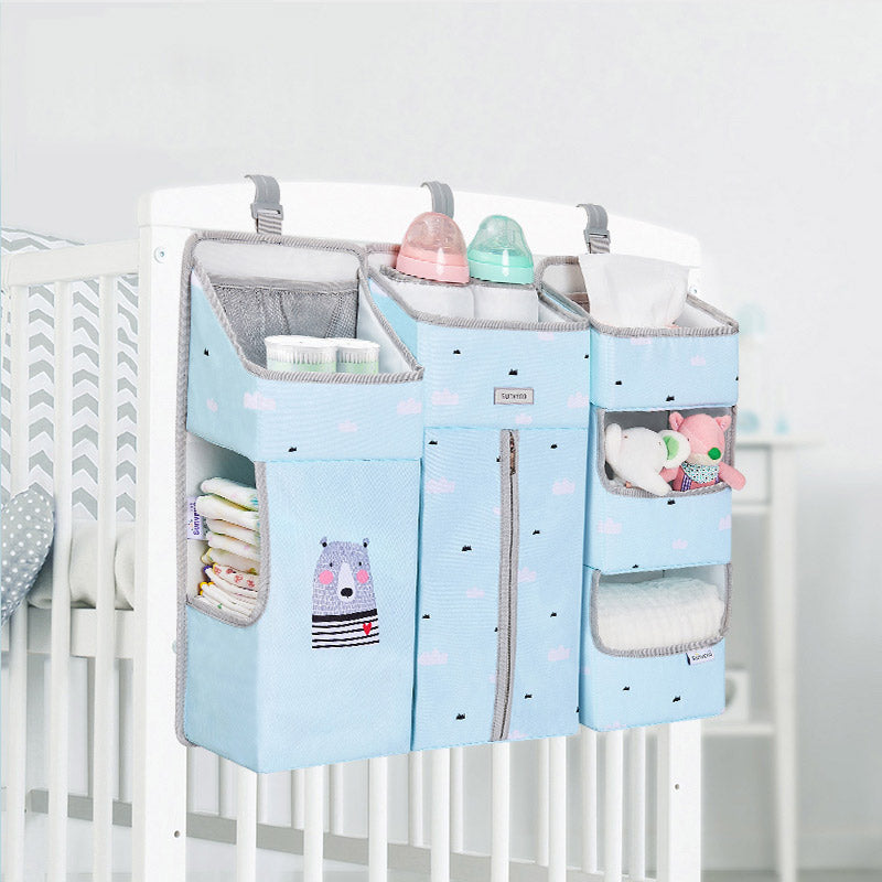 Baby Bedside Portable Crib Organizer - Blue