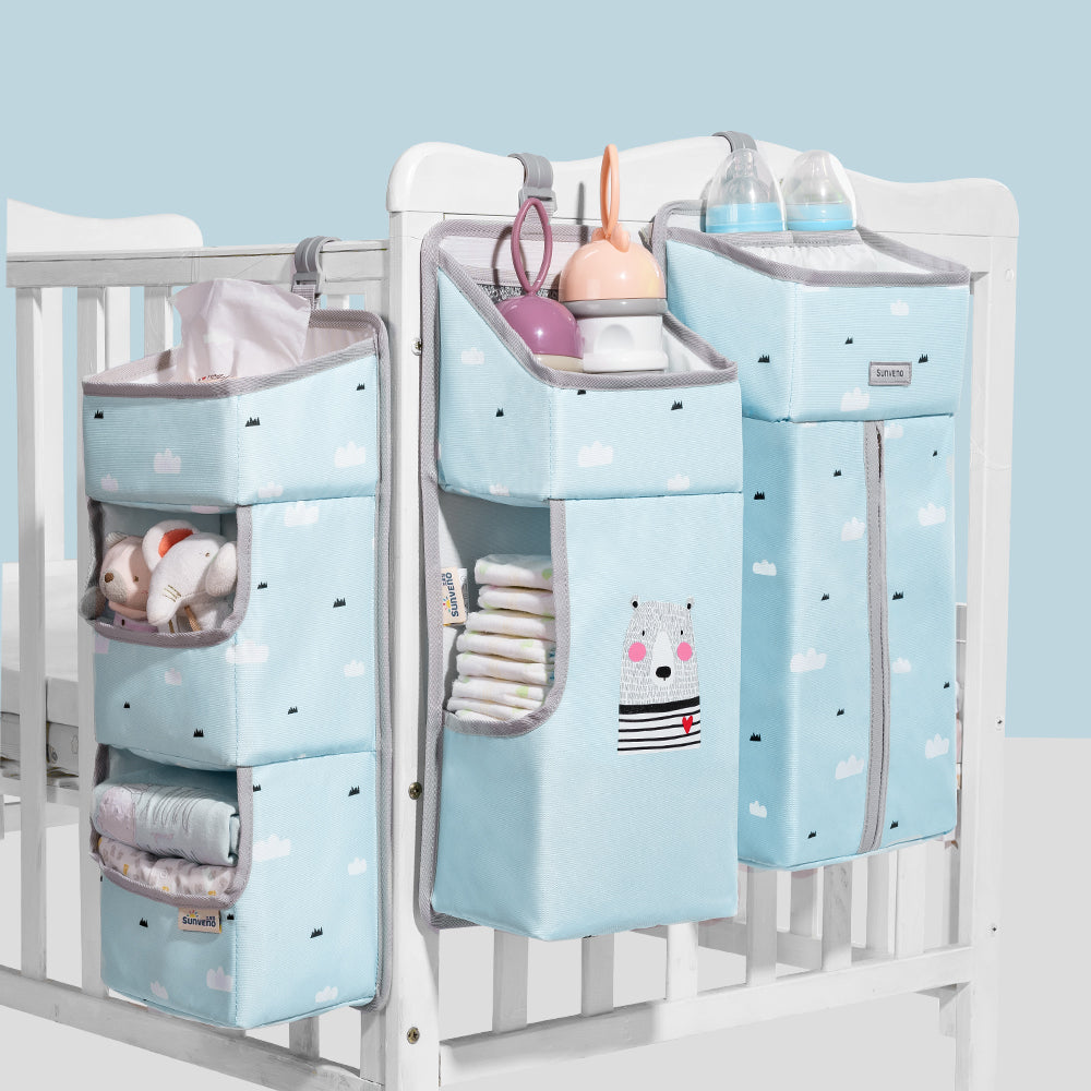 Baby Bedside Portable Crib Organizer - Blue