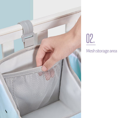 Baby Bedside Portable Crib Organizer - Blue