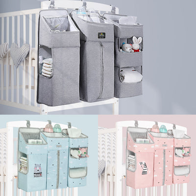 Baby Bedside Portable Crib Organizer - Grey