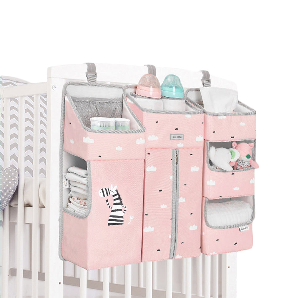 Baby Bedside Portable Crib Organizer - Pink