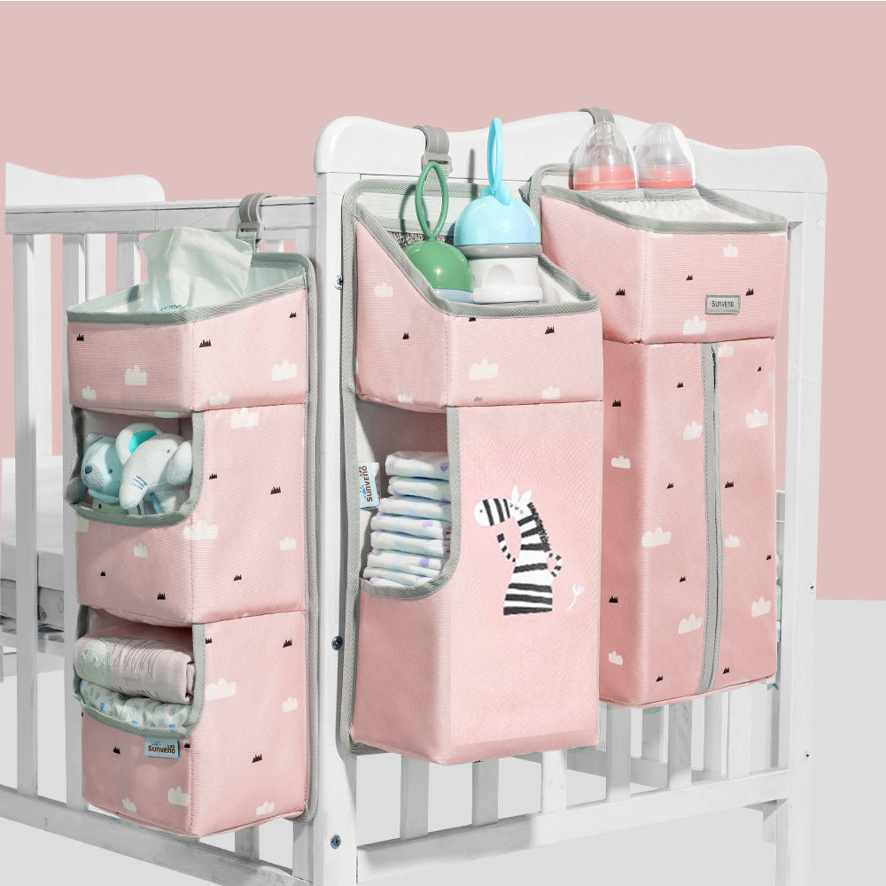 Baby Bedside Portable Crib Organizer - Pink