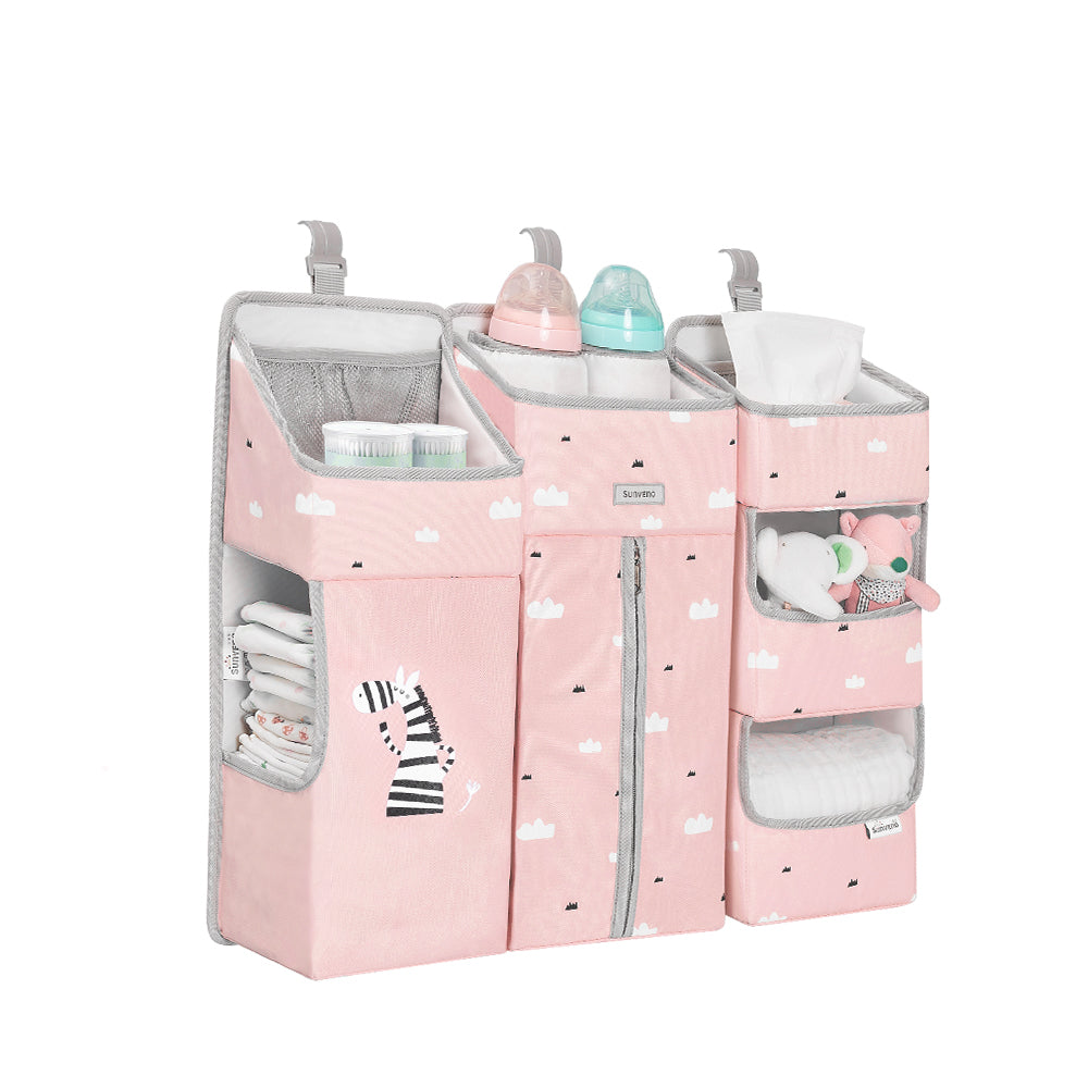 Baby Bedside Portable Crib Organizer - Pink