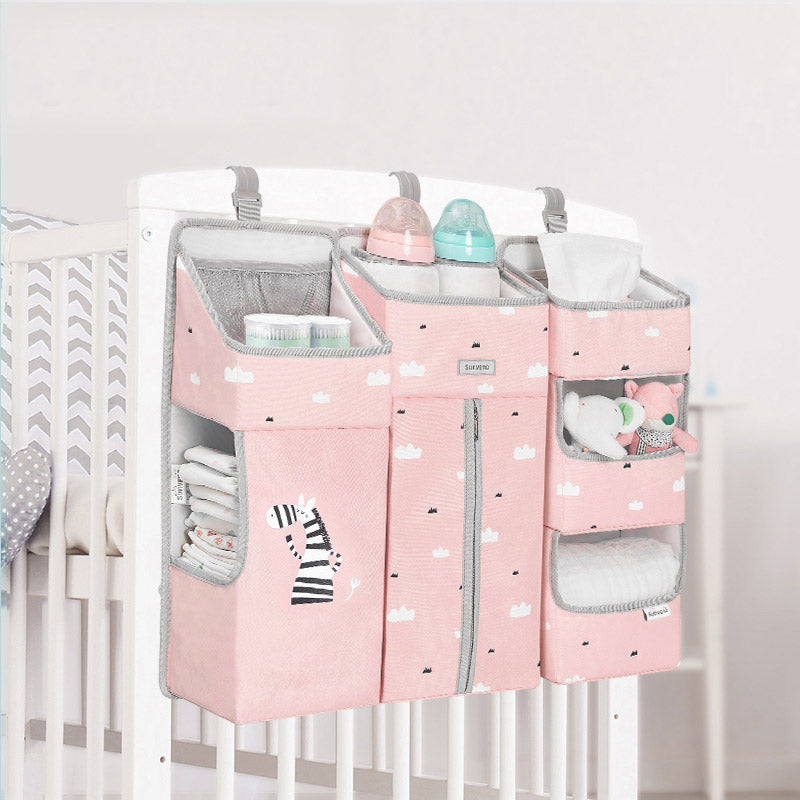 Baby Bedside Portable Crib Organizer - Pink