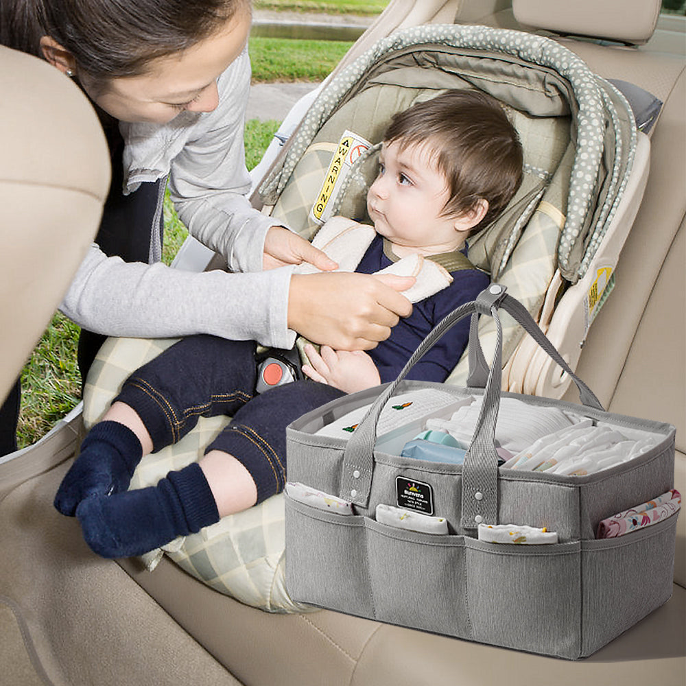 Diaper Bag with USB & Diaper Caddy - Grey