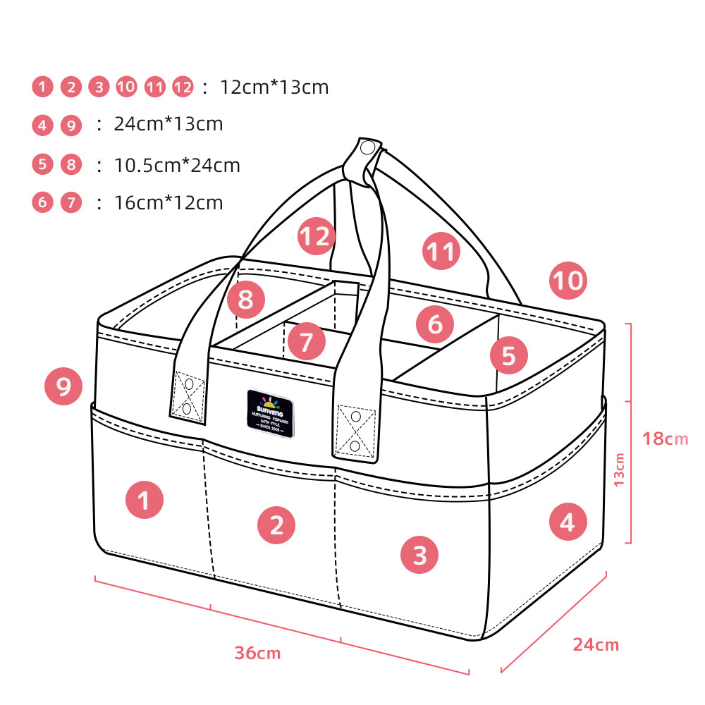 Diaper Bag with USB & Diaper Caddy - Grey