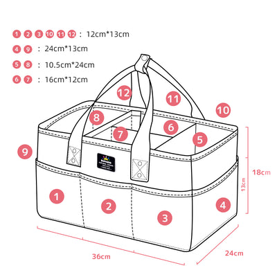 Diaper Bag with USB & Diaper Caddy - Grey