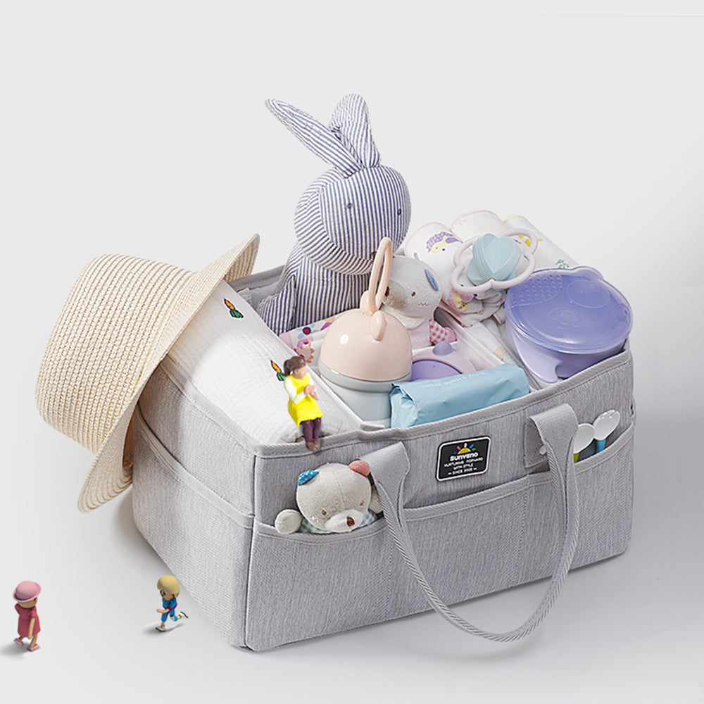 Diaper Bag with USB & Diaper Caddy - Grey