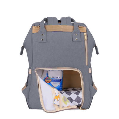 Diaper Bag with USB & Diaper Caddy - Grey