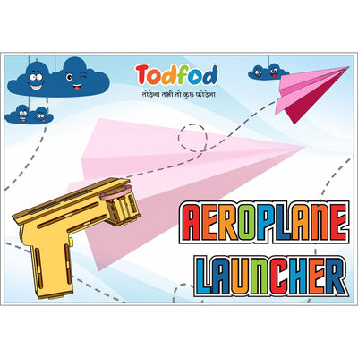 Wooden Self Building Airoplane Launcher Mind Exercise Toy for Kids