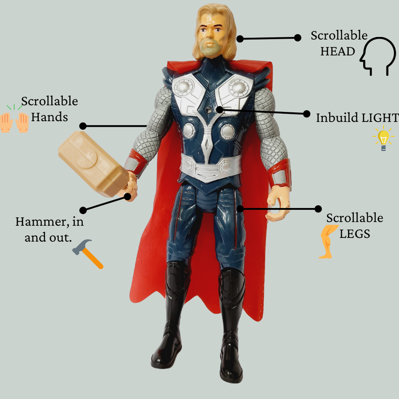 Thor Toy with Light, Thor Hammer, Thor Stormbreaker Action Figure Toy Set