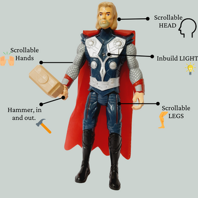 Thor Toy with Light, Thor Hammer, Thor Stormbreaker, Action Figure Toys Set (7 Inch)