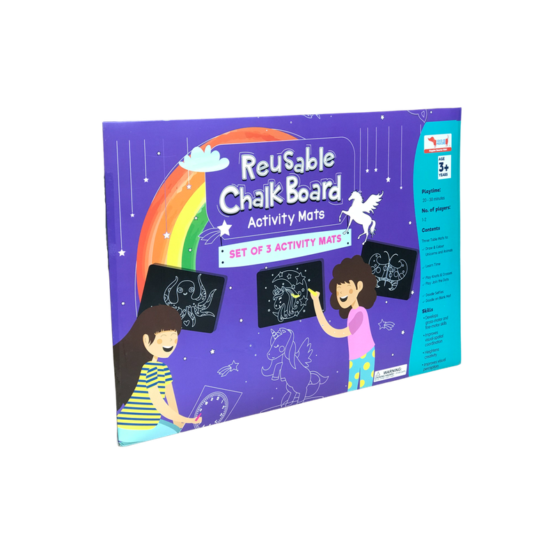 Unicorn Theme Wipe and Clean Chalk Board Activity Mats for Kids