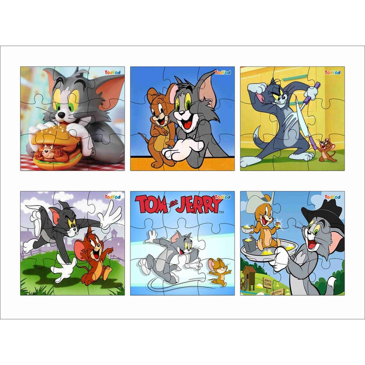 Wooden Jigsaw Puzzles Toy for Kids & Children, Tom & Jerry 54 Pieces 6 in 1 Jigsaw Puzzles, Anime Cartoon Character