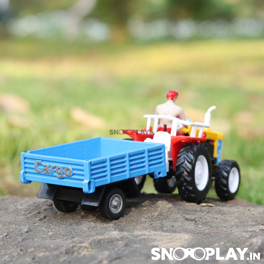 Tractor with Trolley Toy (Pull Back Farm Toy Tractor) - Assorted Colours