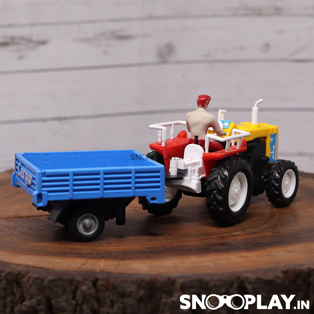 Tractor with Trolley Toy (Pull Back Farm Toy Tractor) - Assorted Colours