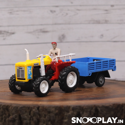 Tractor with Trolley Toy (Pull Back Farm Toy Tractor) - Assorted Colours