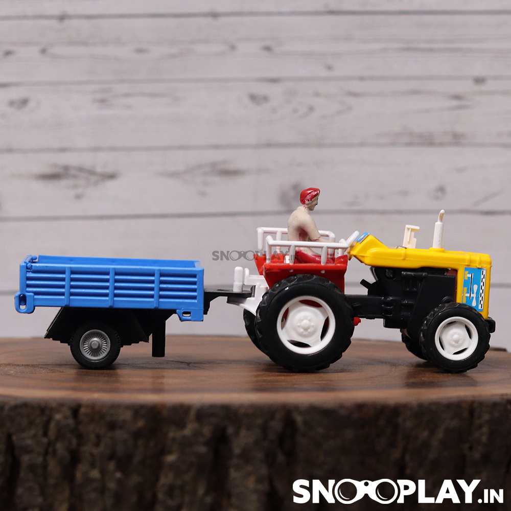 Tractor with Trolley Toy (Pull Back Farm Toy Tractor) - Assorted Colours