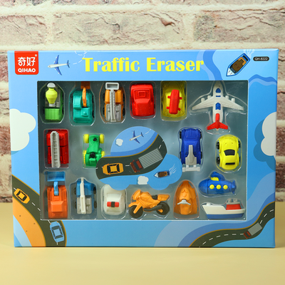 Traffic Vehicles 3D Eraser Set (Set of 17 3D Erasers)