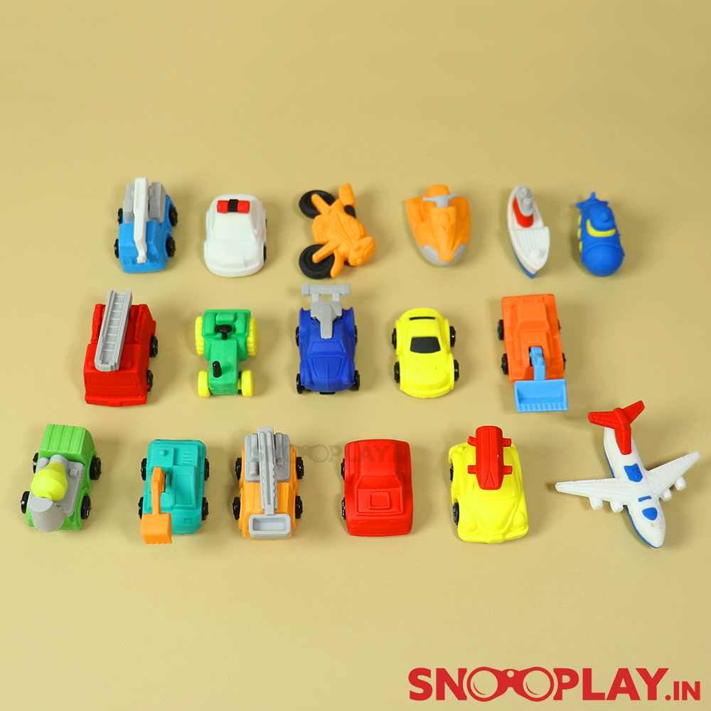 Traffic Vehicles 3D Eraser Set (Set of 17 3D Erasers)