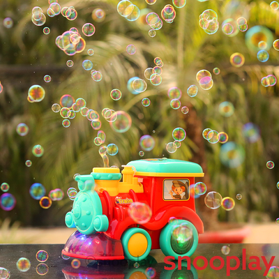 Train Cartoon With Bubble, Light and Sound | Assorted Colors