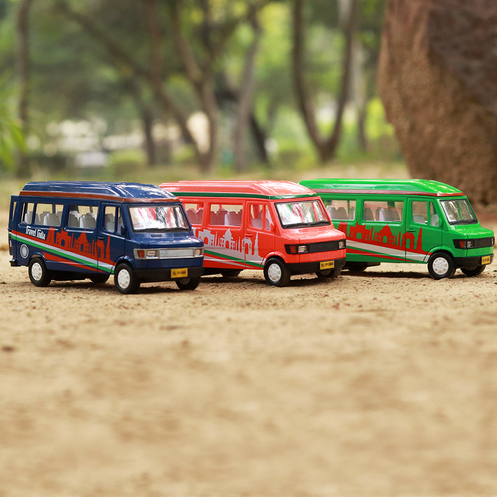 Traveller Bus India with Pull Back Action (Assorted Colours) google image
