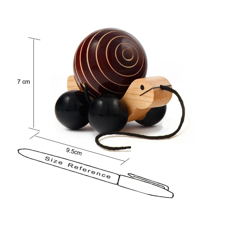Tuttu Turtle - Brown Wooden Pull Toy