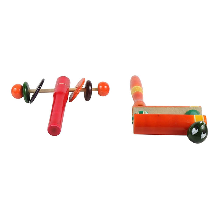 Wooden Baby Rattles  - Set of 2 pcs - Multicolor