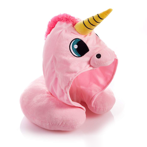 Cute Unicorn Hoodie Travel Neck Pillow | Blue & Pink