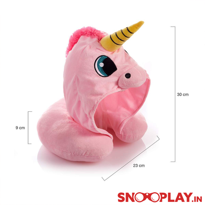 Cute Unicorn Hoodie Travel Neck Pillow (Blue & Pink)