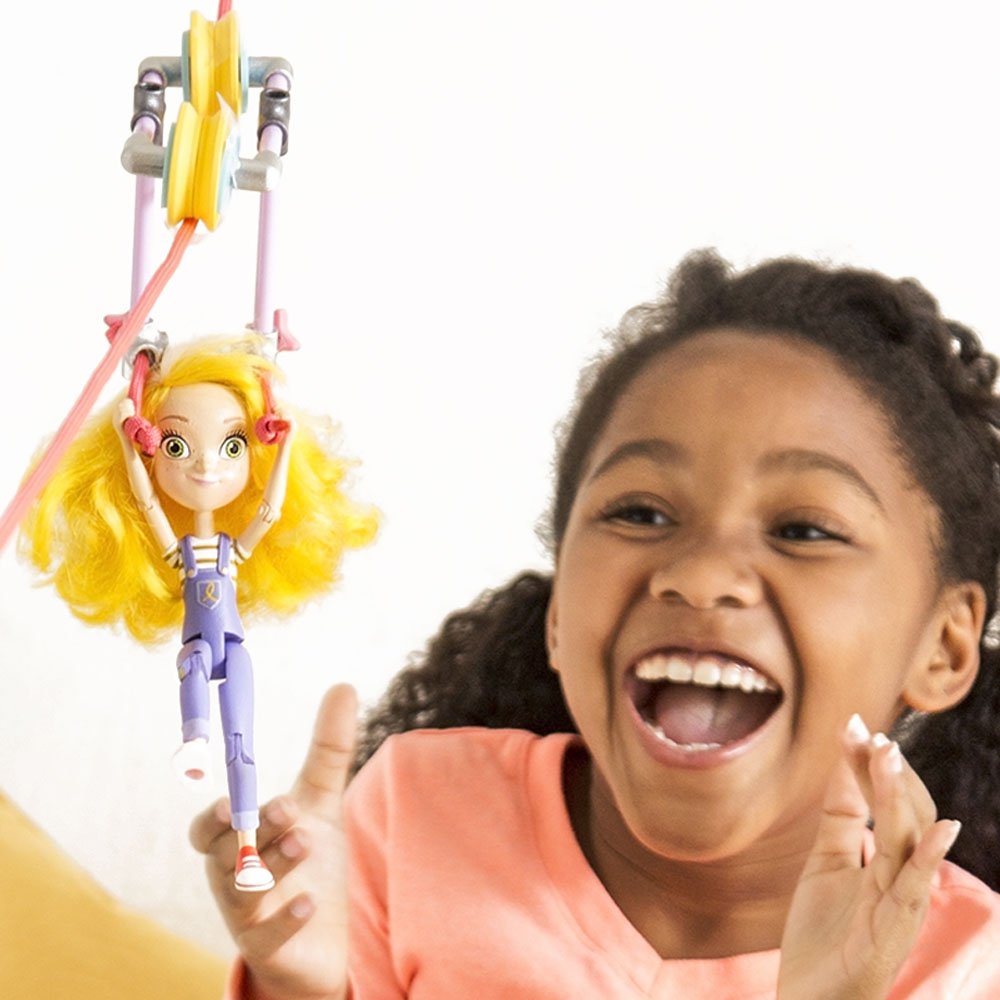 Girl Inventor Zipline Action Figure For Children