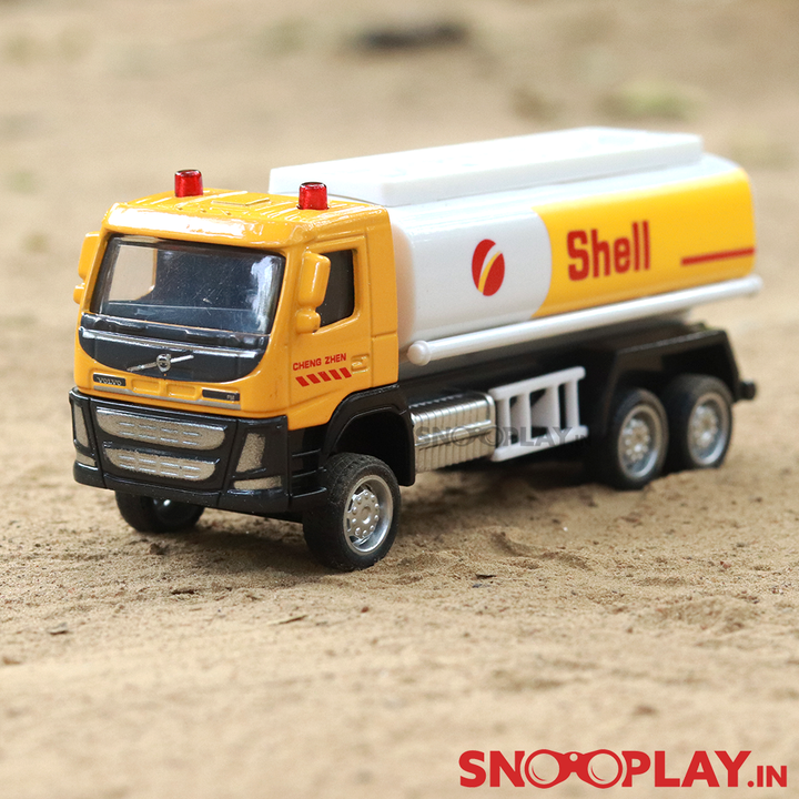 Volvo Truck Set (Set of 6 Carriage Truck, Fire Rescue Truck, Mixer Truck, Open Roof Heavy Load Truck and Shell Gas Tanker Truck)